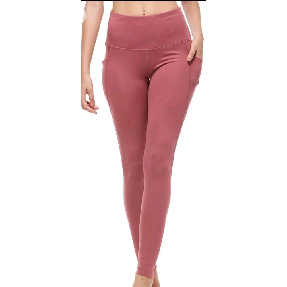 Universo Women‎ Cranberry Pink High Waist Athletic Yoga Leggings Size L